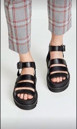 Dr. Martens Women's Blaire Fisherman Sandal, Black Brando Leather, 9M OBO