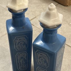 Vintage Blue Milk Glass Bottles – Set of 2 – $25 – Wesley Chapel