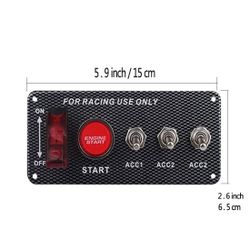 DC12V  Combination Switch Racing Car Modification One Key Ignition Carbon Fiber Panel Switch Rocker Toggle Metal Switch