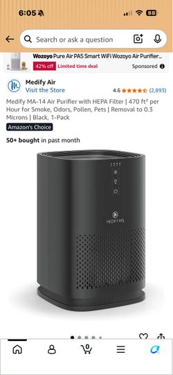 Small black Medify Air purifier $50-OBO