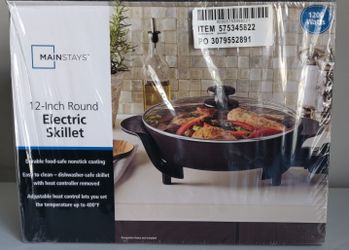 Brand New 12-Inch Round Electric Skillet. Box Never Opened. Plastic Seal Covering Over Box