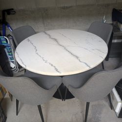 Marble Dining Room Table and Chairs