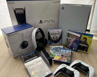 PS5 Bundle - 2 Controllers + Headset + 2 Games