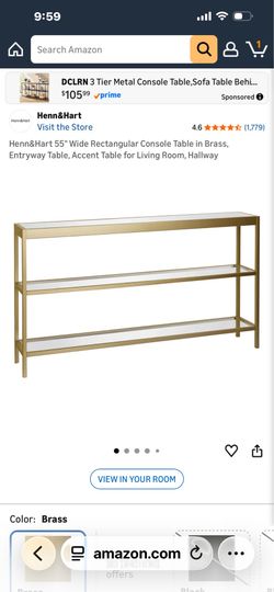 NEW OPEN BOX**55' BEAUTIFUL BRASS/GLASS ENTRY/ACCENT TABLE