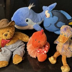 🐳🐠🦆🧸 5 Midsize Plush Stuffed and Beanbag Animals (new)
