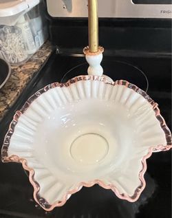 Fenton bowl and candle stick