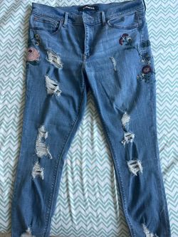Express Floral Embroidered Skinny Leggings
