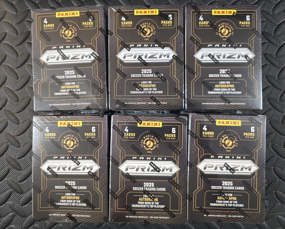 6 2025 Panini Prizm FIFA Club World Cup Soccer Trading Card Blaster Boxes