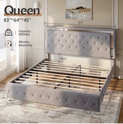 Queen Upholstered Platform Bed Frame