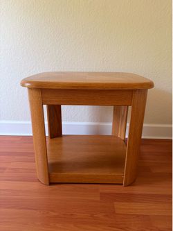 Square Oak Wood End Table