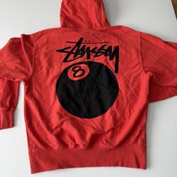 Stussy 8 Ball Orange Hoodie Medium 