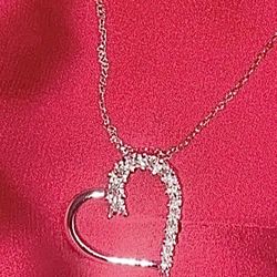 Sterling Silver And Cubic Zirconia Heart Pendant on 18" Sterling Silver Chain