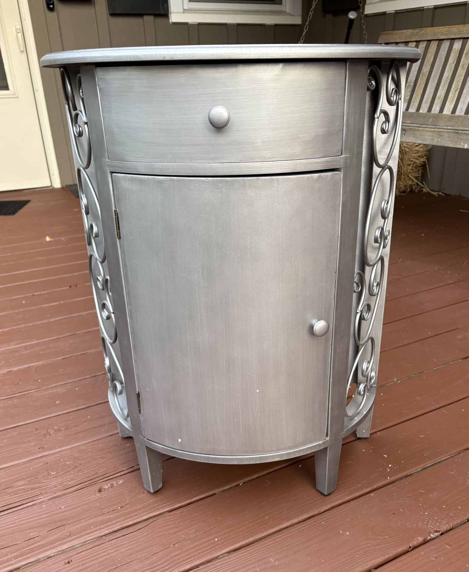 Half Circle End Table w! Drawer & Cabinet 