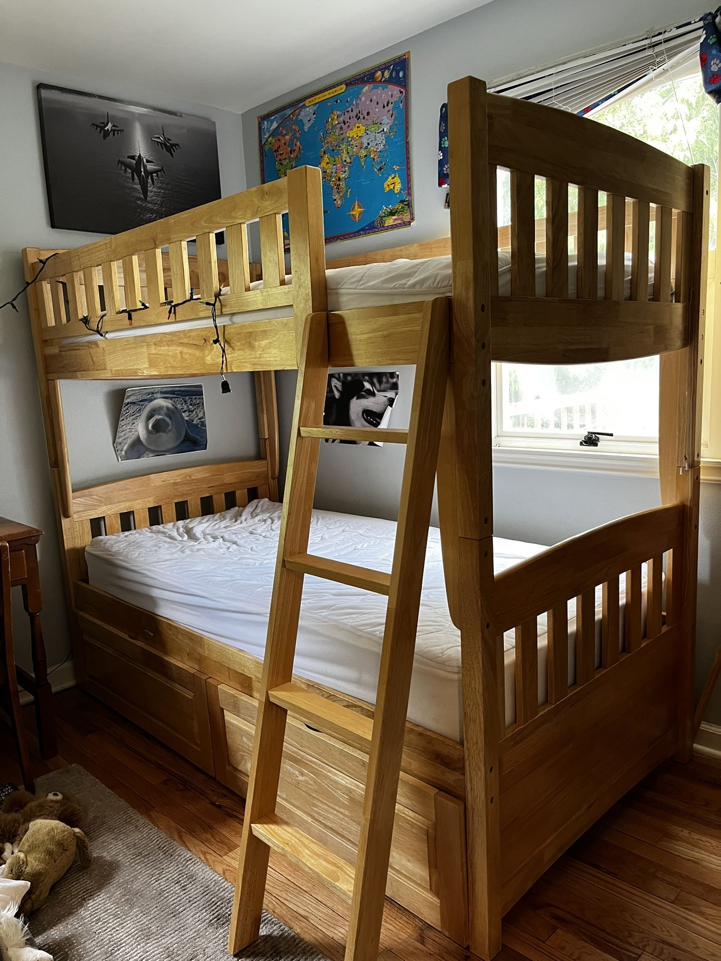 Twin Bunk Bed With 2 Storage Drawers