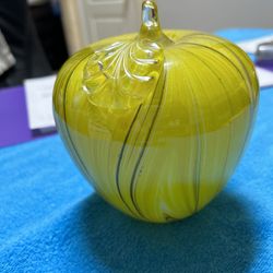 Blown Glass Yellow Apple