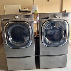 LG HE WASHER WITH SIDEKICK PEDESTAL WASHER ELECTRIC DRYER SET CAN DELIVER ANYWHERE 
