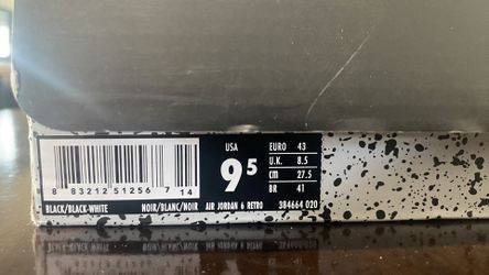 Air Jordan Retro 6 Black/black White 9.5
