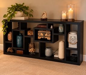 Black Geometric Console Table / Display Shelf