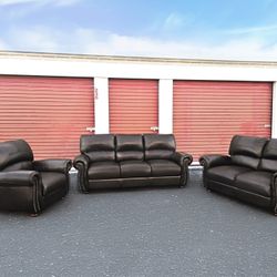 Leather Sofa, Loveseat, and Chair