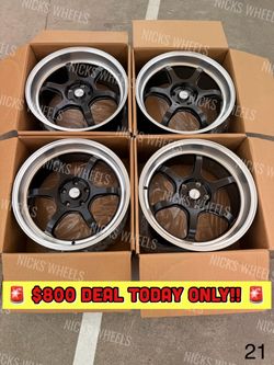 Set Of 19” Inch Wheels Rims Satin Black Advan Style Staggered 5x114.3