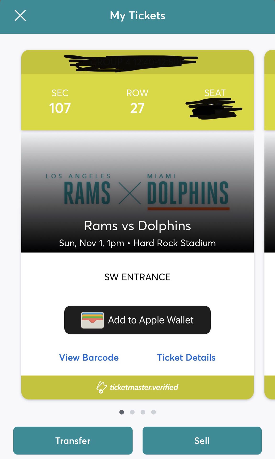 Miami Dolphins vs Los Angels Rams Tickets 11/1/20