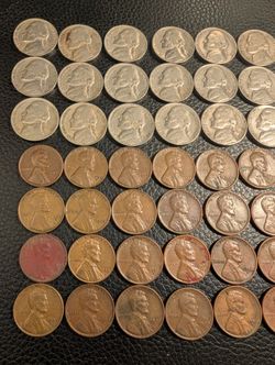 56 Wheat Pennies And Vintage Nickels