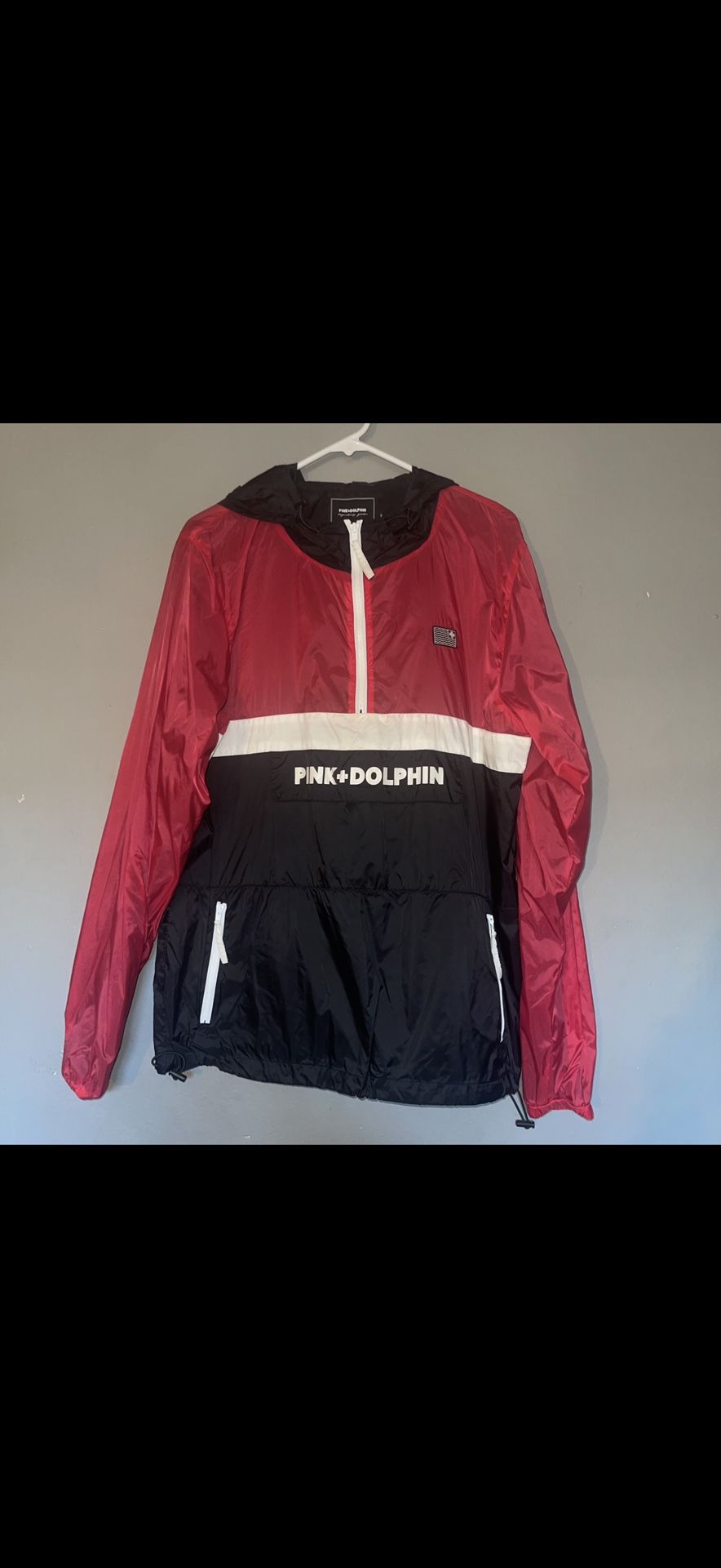 Pink Dolphin Windbreaker Jacket - Red/Black/ White - Size L