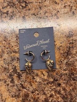 Universal Thread Gold Heart Charm Hoop Earrings