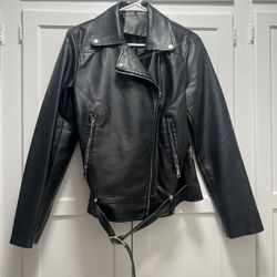 Black Faux Leather Jacket - Size Large