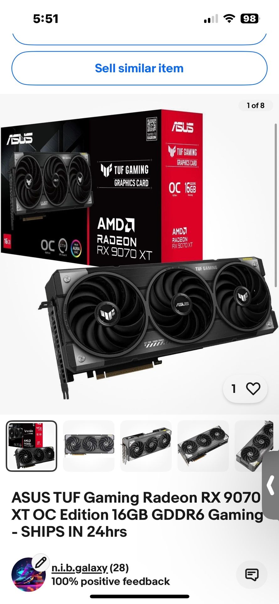 ASUS TUF Gaming Radeon RX 9070 XT OC Edition 16GB GDDR6 Gaming