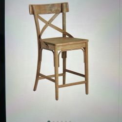 (3) World Market Bistro Distressed Wood Counter Bar Stool Chair