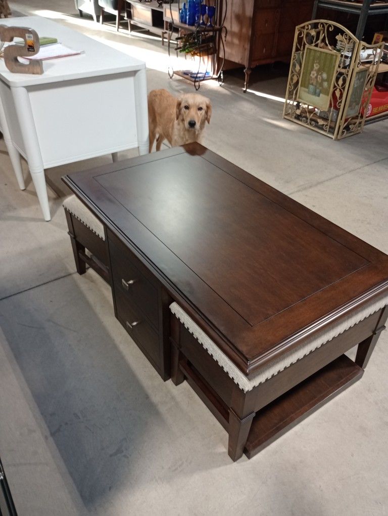 Coffee Table Set With Two Ottomans With Storage.