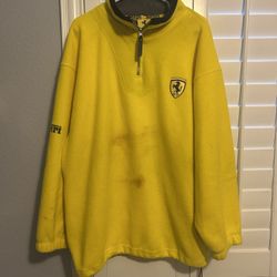 VTG RETRO 1998 FERRARI YELLOW FLEECE LONG SLEEVE 3/4 ZIP UP SIZE XXL RARE 