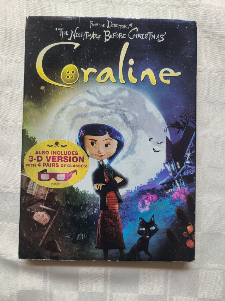 Coraline DVD 3-D +2-D Version, 3 Pairs of 3D Glasses