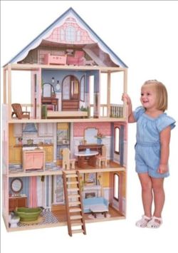 KidKraft Charlotte Wooden Dollhouse with 15 Accessories, for 12" Dolls