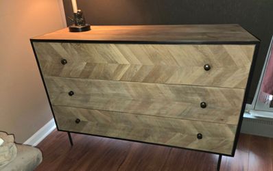 Handmade Artisan Spanish 3-Drawer Chest – Rustic Herringbone & Iron 46x18x33