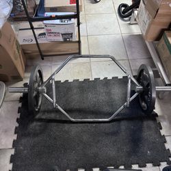 Olympic Body-Solid Olympic Hex Trap Bar W/ XMARK EZ Curling Bar, Short Curling Bar,  & Weight Tree/ Bar Rack With Weights Set