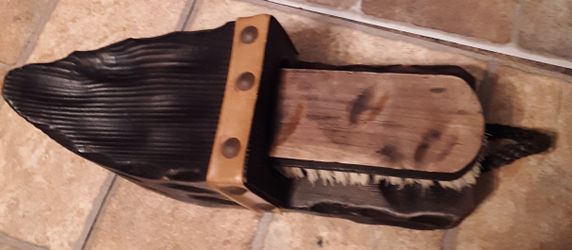 Vintage wall hanger wooden shoe & brush holder