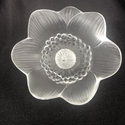 Lalique Flower Signed 3 1/4” Heigh 