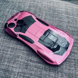 💞New! Hot Pink Luxury Car Styled Phone Case For iPhone 14 Pro