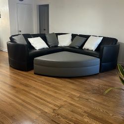 Black Leather Sectional 
