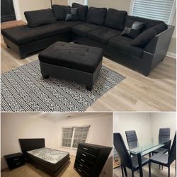 🔥QUEEN SIZE BED , MATTRESS, CHEST , NIGHTSTAND, SECTIONAL, TABLE AND CHAIRS!! $1295!