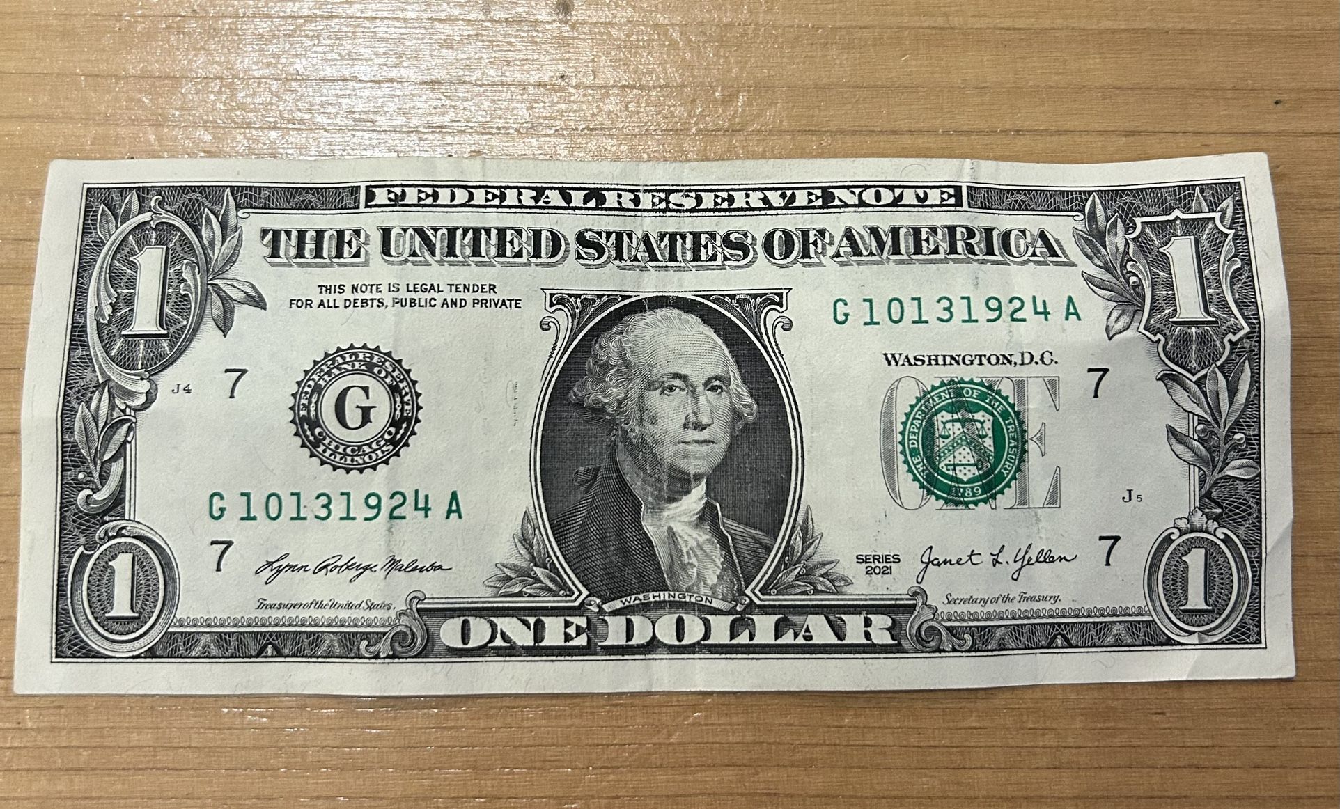 BIRTHDAY 10-13-1924 NOTE DOLLAR BILL