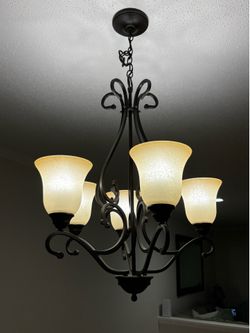 5 Light Oil Rubbed Bronze Metal Transitional  Chandelier
