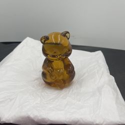 Vintage fitting 3.5 inch translucent caramel honey ombre glass teddy bearv51