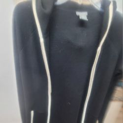 Medium Jones New York hoodie jacket in navy blue with white trim>Aaa