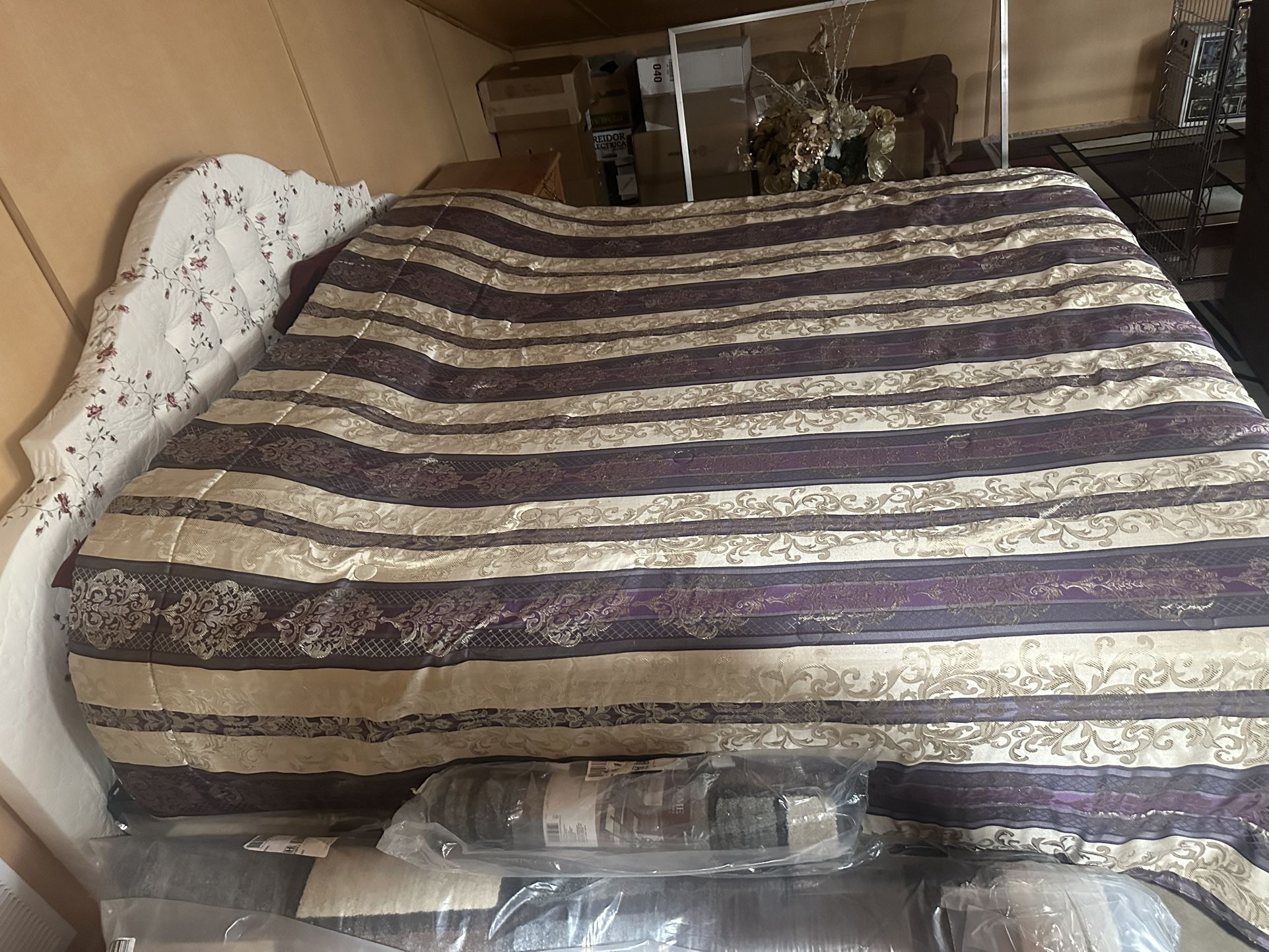 Queen Size Mattress Bed Frame Box Spring Headboard