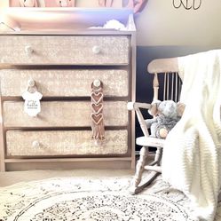 Gorgeous French country Wooden Dresser/changing Table And Matching Rocker 
