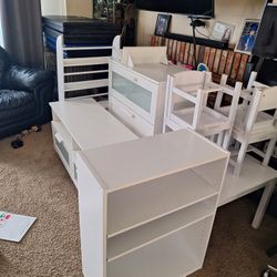 White Furniture, White Dresser, White Kids Table, White Book Shelf