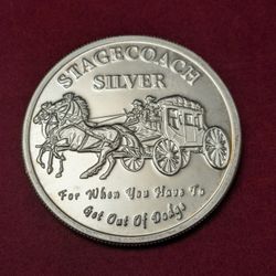 Silver .999 Round 1oz. Stagecoach 